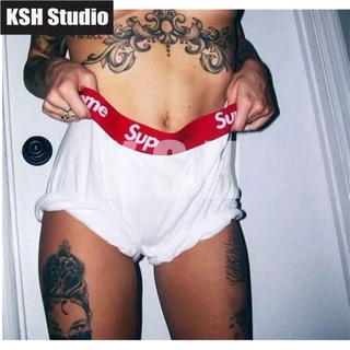 Correct Version Supreme กางเกงใน classic black and white Boxer Logo underwear cotton boxer pants men and women co