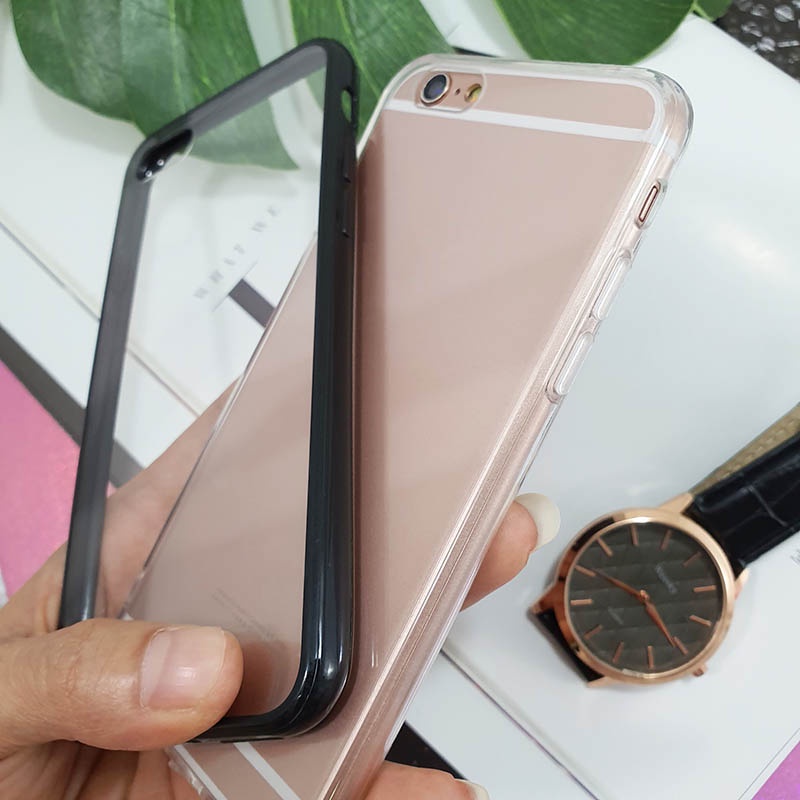 เคสใสขอบสีดำรุ่น I5 i6/i6s i6Plus xsmax 11Pro 12mini 12 Promaเคสขอบนิ่มหลังแข็ง เคสแฟชั่น