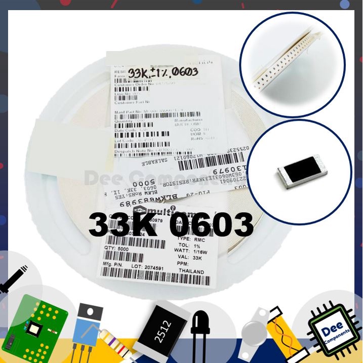 33K Ohm 0603 ±1% 100 mW ±100ppm/℃ MCWR06X3302FTL  MULTICOMP PRO 1-A2-34 (1 แพ็ค มี 100 ชิ้น)