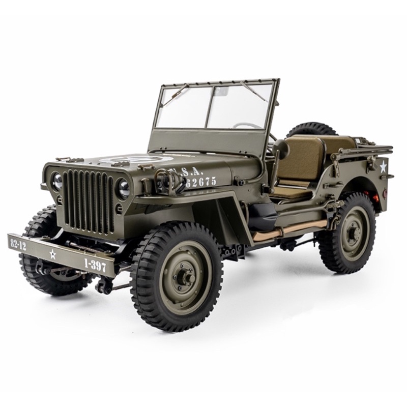 รถบังคับวิทยุ jeep ทหาร USA WILLYS MB 1941 4WD 1:12ระบบไฟฟ้ามีไฟรายละเอียดสวยสมจริงแบตเตอรี่ชาร์จอุปกรณ์พร้อมเล่น