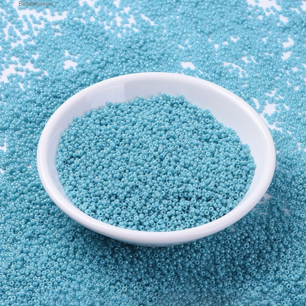 Beadthoven ลูกปัดหมุน ทรงกลม สไตล์ญี่ปุ่น 11/0 (RR2470) สีเทอร์ควอยซ์ สีเขียวทึบ  2x1.3 มม. รู 0.8 มม. ประมาณ 1111 ชิ้น ต่อ 10 กรัม