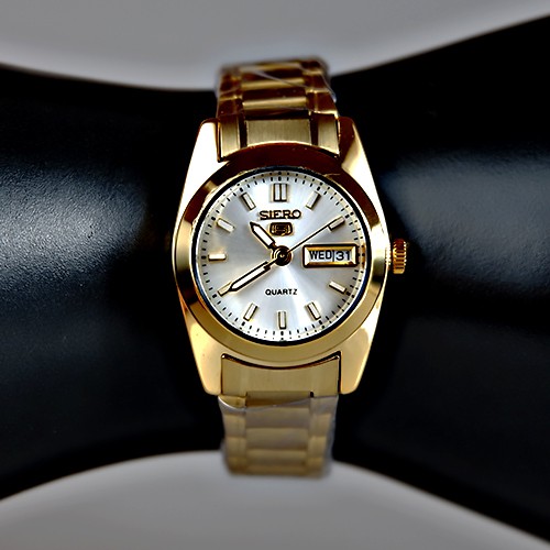 SIERO นาฬิกาข้อมือผู้หญิง สายสแตนเลส สีทอง/หน้าเงิน รุ่น SR-LG002