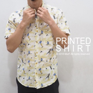 Printed Shirt เสื้อเชิ้ต แขนสั้น  ลายวินเทจ