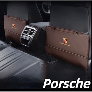 Porsche LOGO car rear seat anti-kick leather pad macan Cayenne Cayman taycan 718 Boxster 911 Panamera anti-dirty pad seat storage interior modification