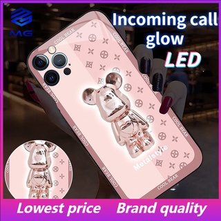 Mg TIKTOK เคสโทรศัพท์มือถือ โลหะ ลายหมีโหด มีไฟ LED สําหรับ iPhone 13 13Pro 13Promax 12ProMax 11 7plus 8plus XR XS X XSMAX 11ProMax 11pro 12 12pro 7 8 13mini 12mini