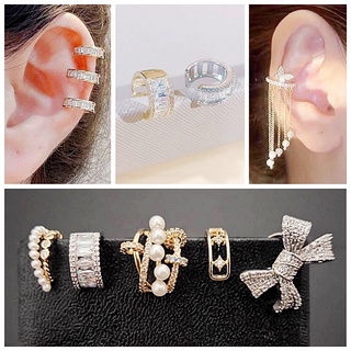 ต่างหูเกี่ยวใบหู  ต่างหู ear cuff ต่างหูเพชร CZ  ไม่เจาะหู ก็สามารถใส่ได้ (มีหลายแบบให้เลือก) #005