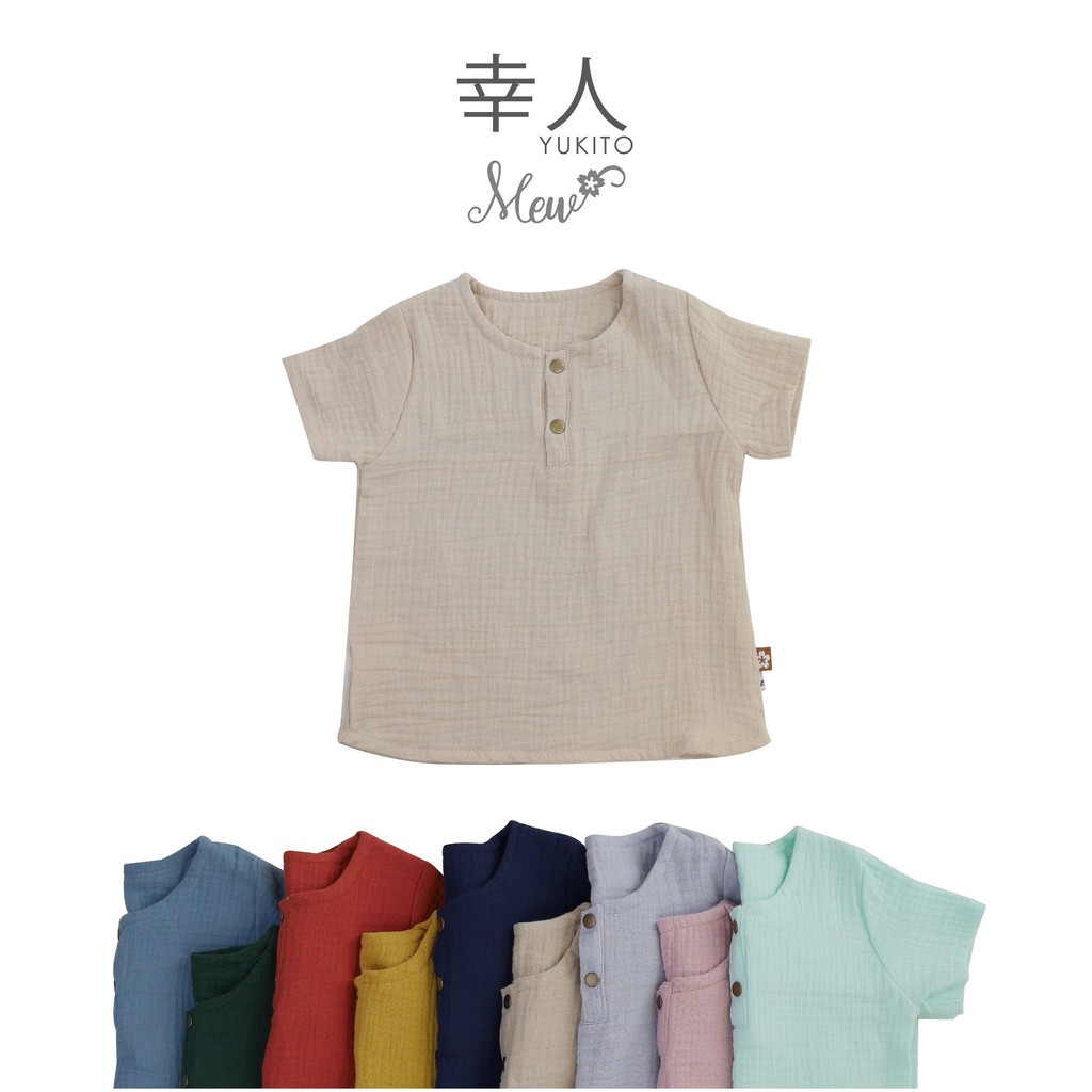 เสื้อคอกลมแขนสั้นเด็ก ผ้ามัสลิน/ผ้าสาลูญี่ปุ่น