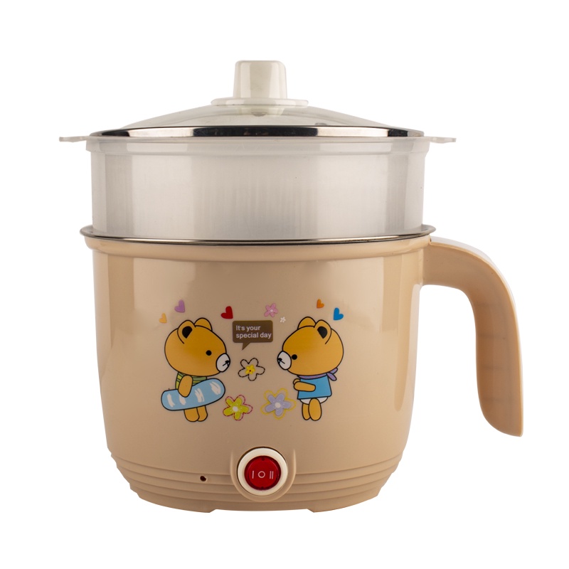 หม้อไฟฟ้าไฟฟ้าอเนกประสงค์ หม้อไฟฟ้า 18Cทอด อุ่น ตุ๋น ต้ม นึ่งหม้อไฟฟ้าพร้อมซึ่งสำหรับนึ่งอาหาร17.5cm