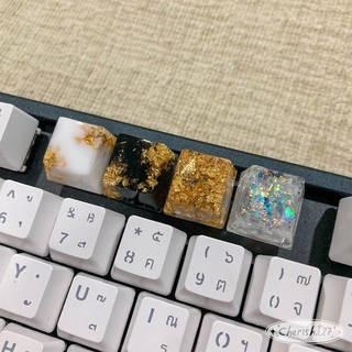 OEM Profile - คีย์แคปเรซิ่น gold foil BW💛 keycap resin