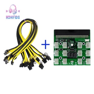 Power ule Breakout Board Kits with 12Pcs 6Pin to 8Pin 6+2 Pin Power Cable for HP 1200W 750W PSU GPU Mining Ethereum