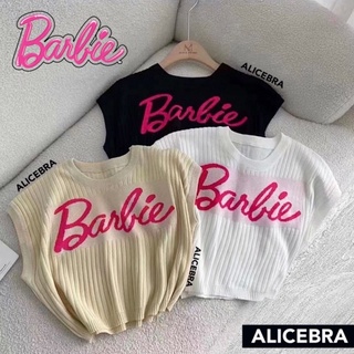 🌟𝗔𝗟𝗜𝗖𝗘𝗕𝗥𝗔🌟เสื้อแขนกุด barbie ผ้าไหมพรม รุ่นใหม่น่ารักมาก