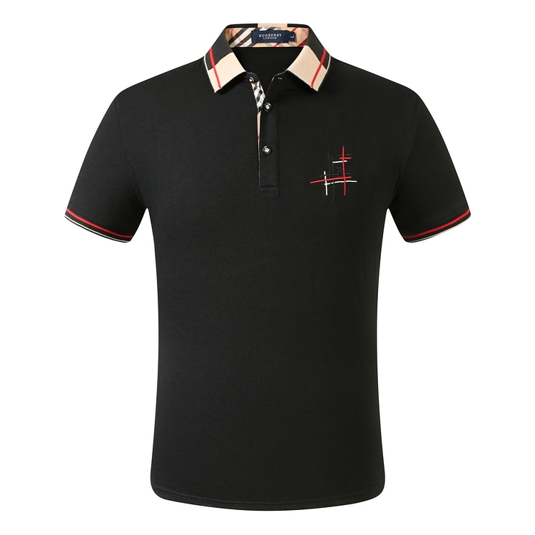 Men Polo Shirt Cotton Short Sleeve Polo Shirt With Bur_berry Plaid Pattern gIOl #2