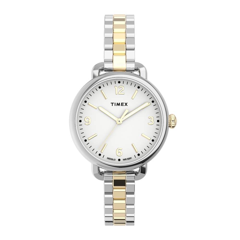 Timex TW2U60200  WOMEN'S STANDARD DEMI นาฬิกาข้อมือผู้หญิง สายสแตนเลส Silver/Gold หน้าปัด 30 มม.