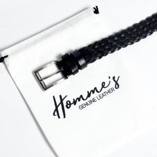 Hommes -Black knit leather