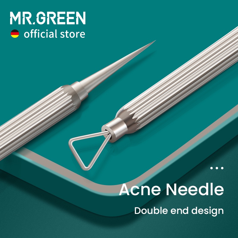Acne Treatment 209 บาท MR.GREEN ชุดเข็มกดสิว แบบสองหัว สเตนเลส ทรงสามเหลี่ยม นําเข้าจากเยอรมนี Beauty