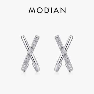 Modian ใหม่ ต่างหูสตั๊ด เงินแท้ 925 รูปตัว X หรูหรา เครื่องประดับแฟชั่น สําหรับผู้หญิง 2021