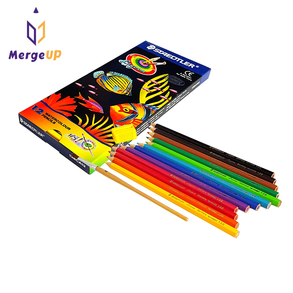 สีไม้ระบายน้ำ12สี แท่งยาว STAEDTLER Watercolour Pencils No.138CA12 ชุดดินสอสี
