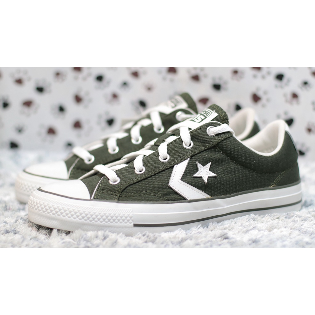 CONVERSE รุ่น STAR PLAYER SPECIALTY OX COLLARD รองเท้าผ้าใบ แฟชั่น สีเขียวเข้ม ของใหม่มือ1 ของแท้100