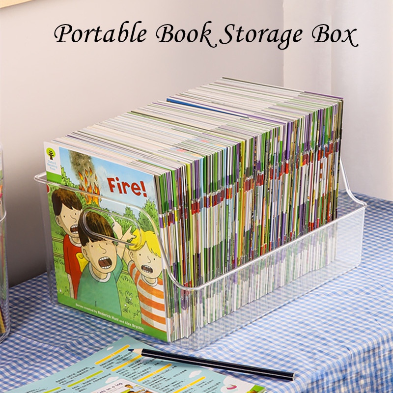 กล่องพลาสติกใส รูปตัว U สําหรับเก็บหนังสือ หนังสือ ของเล่นเด็ก 4 ชิ้น