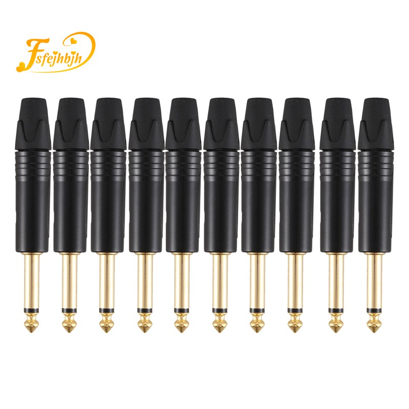 ชุบทอง 10 ชิ้น Mono Professional 2 เสา 6.35 มม. 6.5 มม.สเตอริโอปลั๊ก Neutrik 6.35 มม.แจ็คสีดํา