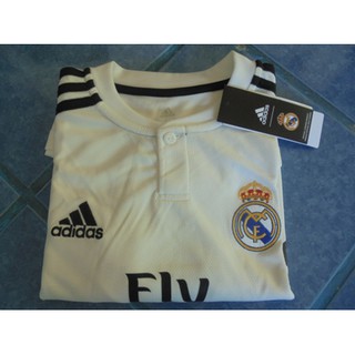 เสื้อบอล สำหรับเด็ก สโมสรทีมรีล มาดริด (Real Madrid) สีขาว เบอร์ L พร้อมส่ง