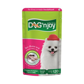 🚚💨พร้อมส่ง!! ด็อกเอ็นจอย อาหารสุนัข เพาซ์ รสไก่ตับ 120 กรัม DOGnjoy Dog Food Pouch Chicken-Liver 120 g