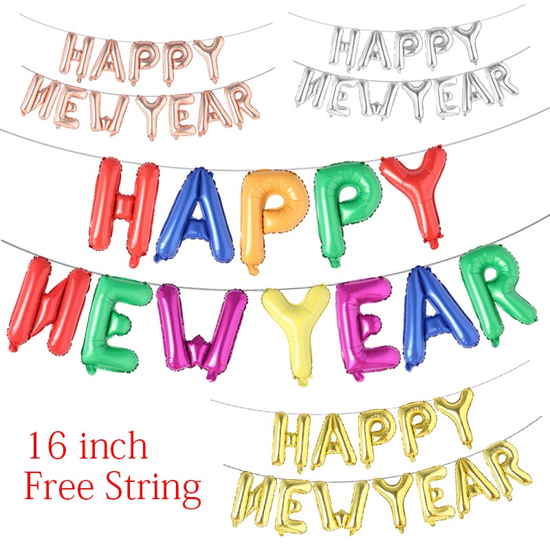บอลลูนฟอยล์รูปตัวอักษร Happy New Year ขนาด 16 นิ้ว 2020 สําหรับตกแต่ง