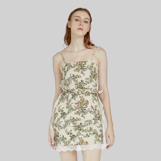 VALENTIER - FW20 ENGLISH GARDEN JACQUARD MINI DRESS เดรส เดรสสายเดี่ยว เดรสลายดอกไม้ เดรสลูกไม้ ผ้าแจ็คการ์ด