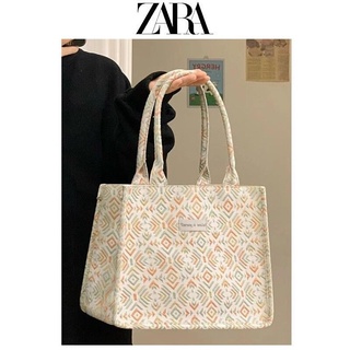 Zara กระเป๋าสะพายไหล่ กระเป๋าถือ ทรงโท้ท จุของได้เยอะ แฟชั่นสําหรับสตรี นักเรียน 2022