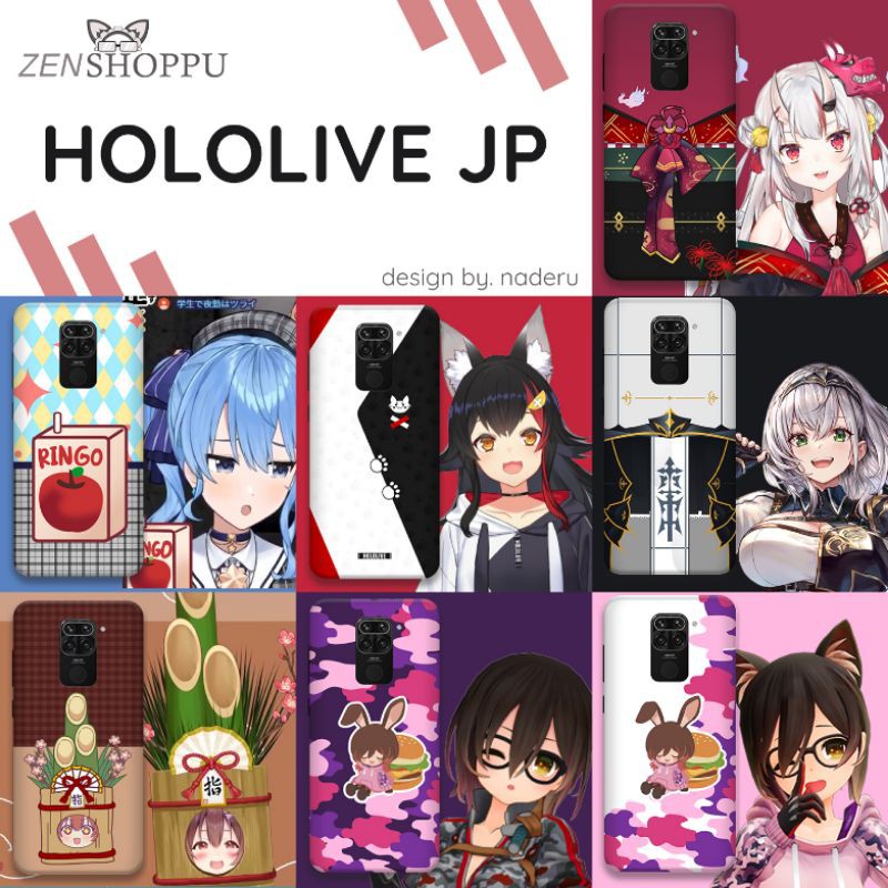เคสโทรศัพท์ Hololive Japan - ชุด 5 โดย Zenshoppu (Noel, Ayame, Roboco, Suisei, Mio)