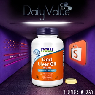 น้ำมันตับปลาค็อด / Cod Liver Oil 650 MG / 1,000 MG by NOW FOODS