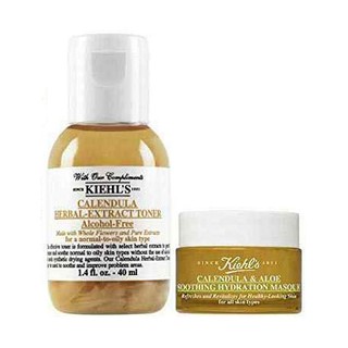 ฉลากไทย✔Kiehls Calendula Herbal- Extract Toner Alcohol Free  40 ml + &amp; Aloe Soothing Hydration Masque 14 mL