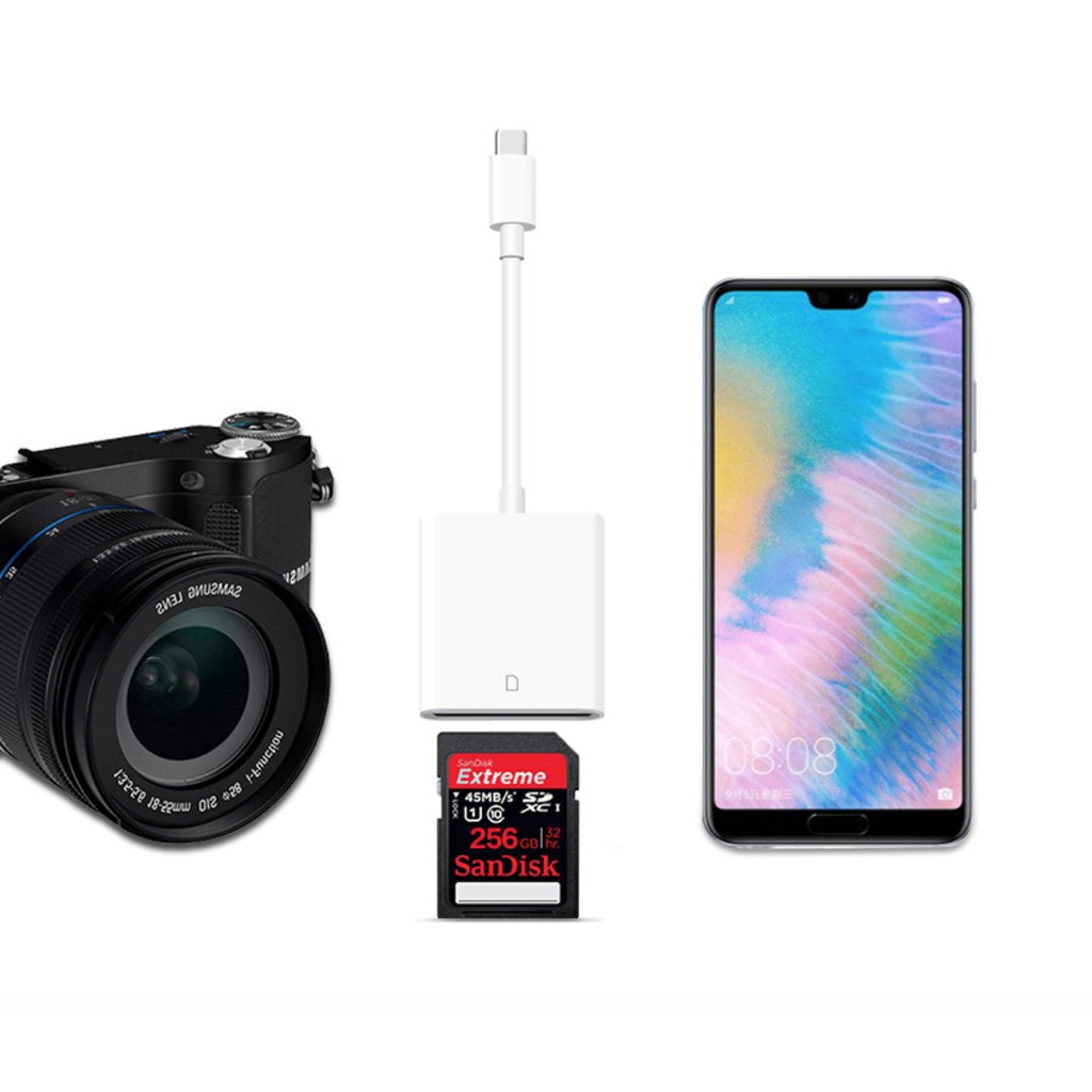 Adapter ย้ายรูปเข้ามือถือ IP / USB-C to SD Card Camera Reader 2 in 1 OTG ( photo Micro TF Video MicroSD ) ( Cyberphone ) - รูปที่ 3
