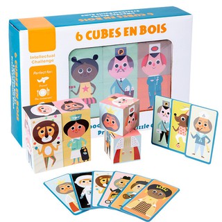 6 Cubes En Bois บล็อคไม้ปริศนาของเล่นสําหรับเด็ก / ผู้ใหญ่