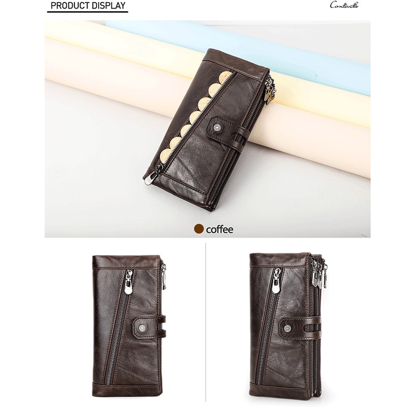CONTACT'S محفظة طويلة جلد بقري بسحاب كبيرة — صورة 8