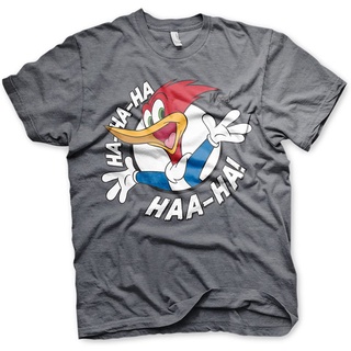 เสื้อยืดผ้าฝ้ายพิมพ์ลาย เสื้อยืดคอกลมผ้าฝ้าย Woody Woodpecker สไตล์ฮาฮาฮ่าสําหรับผู้ชาย