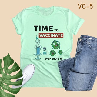 [ เสื้อยืดวัคซีน] VC-5 มีหลายสี Covid-19 Vaccinated เสื้อทีม เสื้อครอบครัว ราคาถูก ผ้าใส่สบาย (รุ่นผ้าบาง TK)