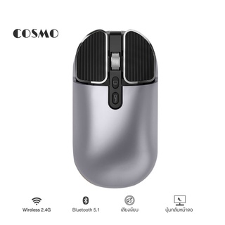 COSMO เมาส์ไร้สาย Wireless Mouse มีแบตในตัว ปุ่มเงียบ มีปุ่มปรับความไวเมาส์ DPI 800-1600