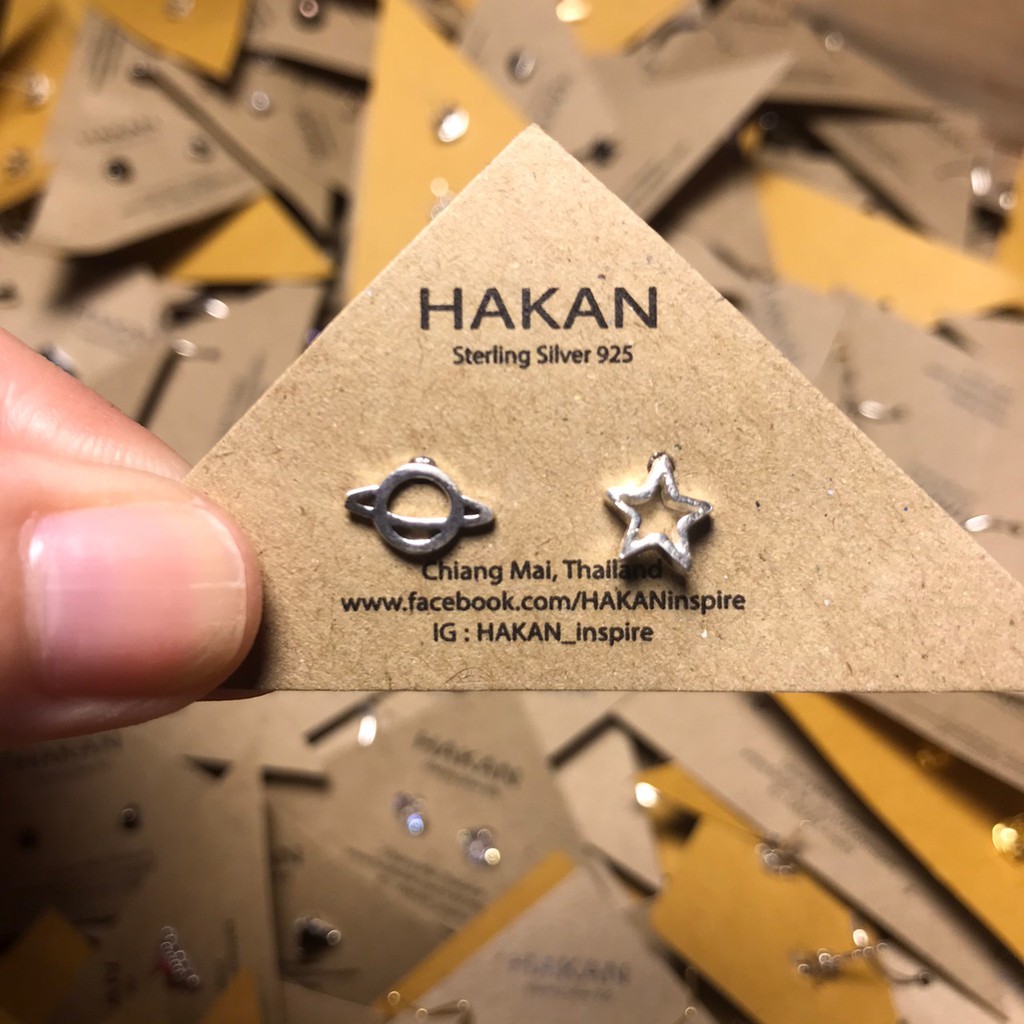 ต่างหู ตุ้มหูเงินแท้ 92.5 ดาว Star Real Silver Sterling Earring 99-1