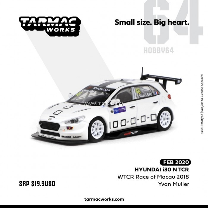 TARMAC WORKS 1/64 HYUNDAI I30 N TCR WTCR RACE OF 2018
