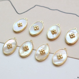 [พร้อมส่ง]One pair of Natural White Mother of Pearl Copper Dangle Accessory ( earrings or pendant use)  เสริมห้อยทองแดง