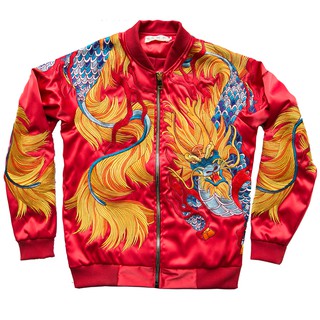 SUKAJAN พร้อมส่ง  แบรนด์แท้ Baylor House Chinese   /  Japanese Souvenir Jacket  แจ็คเกตซูกาจันลาย  GOLDEN DRAGON WARRIOR