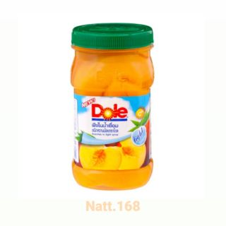 พีชในน้ำเชื่อม ชนิดหวานน้อย ตราdole peach light in syrup ขนาด 666g.