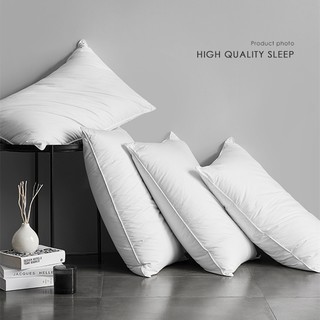 【บลูไดมอนด์】White Pure-Cotton Pillow Inner Anti-Mite and Anti-Bacterial Moisture Wicking Feather Fabric Pillow Interior