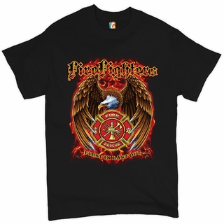 [S-5XL] เสื้อยืด พิมพ์ลาย Firefighters First In Last Out Fire and Rescue Bald Eagle สําหรับผู้ชาย 630658