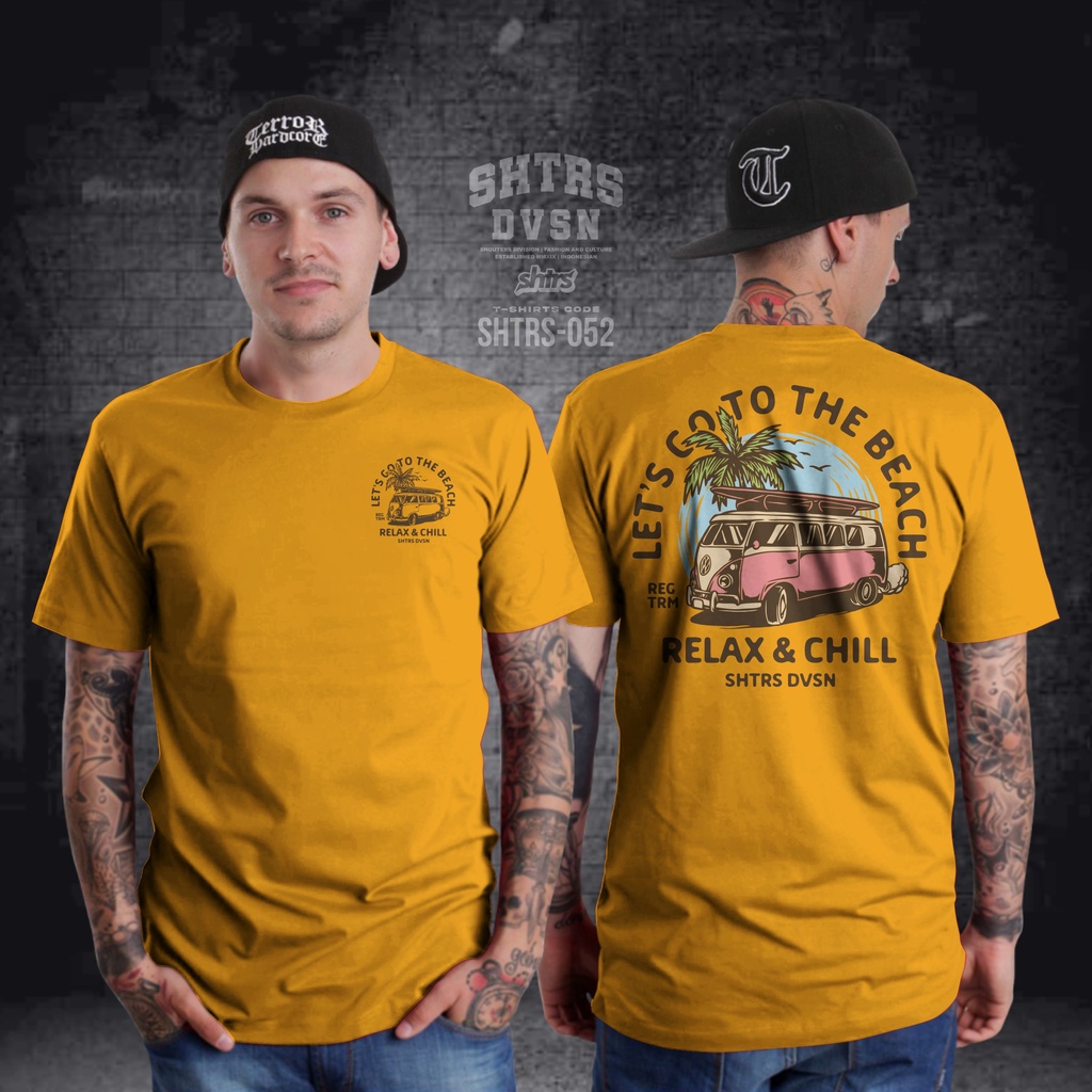 ล่าสุด Coolแขนสั้นผู้ชาย Distro เสื้อยืด Tops 2022 Muah LETS GO TO THE BEACH RELAX & CHILL SHTRS 52
