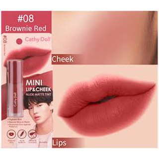 💦🍧V7HAE3AF ลดทันที 45.- เมื่อช้อปครบ 300.- Cathy Doll Mini Lip &amp; Cheek Nude Matte Tint  2.1 g.