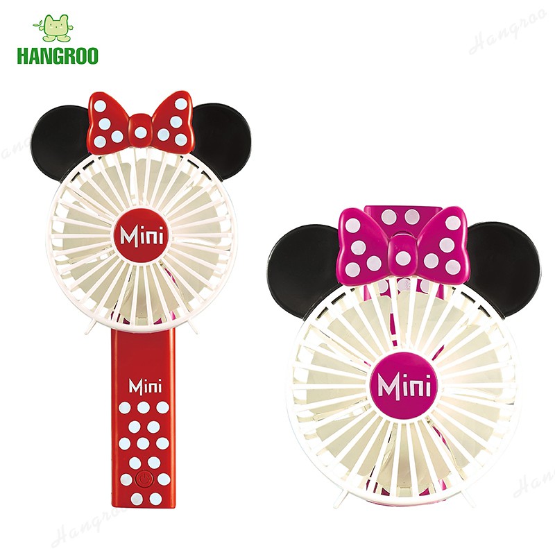 HANGROO MK55-58 พัดลมมือถือ พัดลมมือถือตั้งโต๊ะได้ พัดลมพกพาลายการ์ตูน mini-fan
