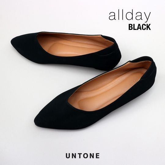 พร้อมส่ง！！ รองเท้าคัชชูไซส์ใหญ่ 35-46 ส้น 0.5 สีดำ ผ้านูบัค แบรนด์ UNTONE