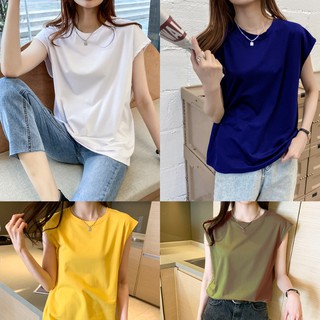 Korean🧧 เสื้อสีพื้นแขนกุด 5 สี ผ้านิ่มเด้งใส่สบาย